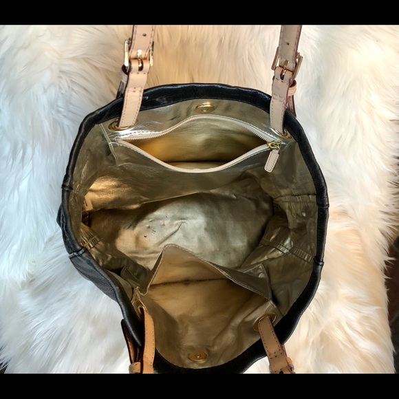 Michael Kors Tote Purse, Leather, Black & Tan, FUC - Picture 7 of 16